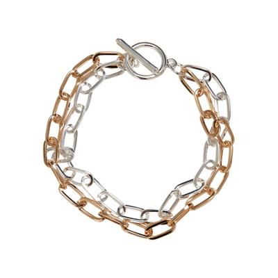 Bettelarmband URBAN CLASSICS "Urban Classics Unisex Bicolor Layering Bracelet" Gr. S, silber (gold, silber), Armbänder, Damen, S/M, Eisen, Bettelarmband Image