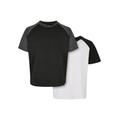 Kurzarmshirt URBAN CLASSICS "Kinder Boys Raglan Contrast Tee 2-Pack" Gr. 110/116, weiß (white, black black, charcoal) Jungen Shirts T-Shirts