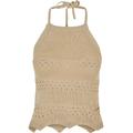 Muskelshirt URBAN CLASSICS "Urban Classics Damen Ladies Short Crochet Knit Neckholder Top" Gr. 5XL, beige (softseagrass) Herren Shirts Ärmellose