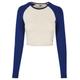 Longsleeve URBAN CLASSICS "Damen Ladies Organic Cropped Retro Baseball Longsleeve" Gr. 3XL, blau (whitesand, spaceblue) Damen Shirts Jersey