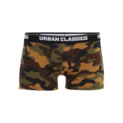 Boxershorts URBAN CLASSICS "Urban Classics Herren 2-Pack Camo Boxer Shorts", Herren, Gr. L, bunt (woodcamo schwarzcamo), 95% Baumwolle, 5% Elasthan, Unterhosen Image