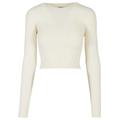 Rundhalspullover URBAN CLASSICS "Urban Classics Damen Ladies Short Rib Knit Twisted Back Sweater", Damen, Gr. XXL, beige (sandweiß), 35% Polyacryl, 35% Viskose, 30% Polyamid, unifarben, klassisch, relaxed fit, Rundhals, Langarm, Pullover...