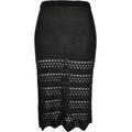 Sommerrock URBAN CLASSICS "Damen Ladies 3/4 Crochet Knit Skirt" Gr. 4XL, schwarz (black) Damen Röcke
