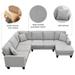 U-Shape Sectional Sofa 7 Seat Fabric Upholstered Sofa Set Shelter Arm Loveseat w/Pillows & Reversible Cushions for Livingroom