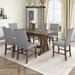 Mid-Century 7-Piece Wooden Dining Table Set Kitchen Furniture Extendable Dining Table with Six Tufted Upholstered Dining Chairs