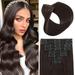 Clip in Hair Extensions Real Human Hair Straight Hair 100% Human Hair Extensions Brazilian Remy Human Hair Clip in Hair Extensions 8pcs Per Set with 18Clips 60g Double Weft Handmade 14Inch #2 Darkest