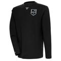Men's Antigua Black Los Angeles Kings Flier Bunker Tri-Blend Pullover Sweatshirt