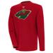 Men's Antigua Red Minnesota Wild Flier Bunker Tri-Blend Pullover Sweatshirt