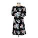 WAYF Casual Dress - Shift Crew Neck Short sleeves: Black Floral Dresses - Women's Size X-Small