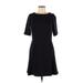 Zara Casual Dress - A-Line Crew Neck Short sleeves: Black Solid Dresses - Women's Size Medium