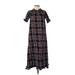 Anesha Casual Dress - Shift Mock Short sleeves: Black Plaid Dresses - Women's Size 5