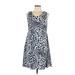 K. Jordan Casual Dress - A-Line Scoop Neck Sleeveless: Blue Leopard Print Dresses - Women's Size Large