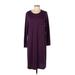 G by Giuliana Rancic Casual Dress Scoop Neck Long sleeves: Purple Solid Dresses - Women's Size Large Petite