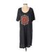 Instant Message Casual Dress - Shift Scoop Neck Short sleeves: Black Print Dresses - Women's Size 3 Plus