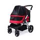 Large Pet Dog Stroller, Dog Pram Stroller for Large Dogs, Pet Strollers Travel Carrier Dog Stroller Pushchair for Two Cats, Oxford Cloth, Aluminum Alloy Loading 30kg (Color : Red)