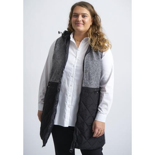 Longweste PONT NEUF Gr. XS (36/38), grau (grey melan) Damen Westen mit Kapuze