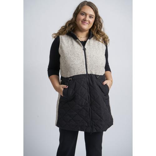 Longweste PONT NEUF Gr. XXL (52), grau (light grey) Damen Westen mit Kapuze