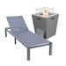 LeisureMod Outdoor Metal Chaise Lounge Set w/ Table Metal in Gray | 32.44 H x 21.65 W x 21.65 D in | Wayfair MLGRCF21-77DGR