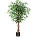 Primrue Adcock Faux Ficus Tree in Pot w/ Realistic Leaves & Natural Trunk Silk/Plastic in Black | 47 H x 24 W x 24 D in | Wayfair