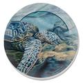 East Urban Home "Kona Sea Turtle" 4-Pack Round Absorbent Stone Coasters Stoneware, Glass in Blue | 0.31 H x 4 W x 4 D in | Wayfair