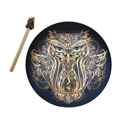 Tambour de hibou chaman tambour de lune alchimique avec bâton de tambour basse profonde du hibou