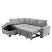 L-Shaped Corner Sleeper Sectional Sofa w/ Pull Out Sleep Couch Bed, Convertible Tufted Upholsterd Couch w/ Storage Ottoman & USB