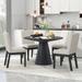 5 Piece Dining Table Set, Round Kitchen Table with Pedestal and 4 Fabric Upholstered Chairs for Small Places Kitchen Living Room