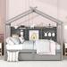 Full Size Kids Bed House Bed Modern Platform Bed with Storage Shelves, Full Bed Frame with 2 Drawers