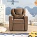 Kids Recliner Chair 2-in-1 Toddler Lounge Chair with Two Cup Holder, Velvet Arm Chairs Home Office Lounge Chairs