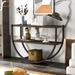 Industrial Style Demilune Shape Textured Metal Frame Wood Console Table Living Room Sofa Table Entryway Table