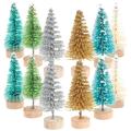 Artificial mini christmas trees 60 Pcs Artificial Mini Christmas Trees Colorful Tabletop Christmas Trees Fake Snow Frost Trees with with Wood Base for Christmas Crafting Home Party Decoration