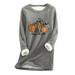 REORIAFEE Fall Sweatshirt Womens Thanksgiving Pullover Tops Cute Gnomes Pumpkin Print Shirts Casual Sweatshirts Long Sleeve Crewneck Pumpkin Sweatshirt Thermal Lined Pullover Dark Gray S