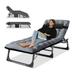 Cot Bed Reclining Folding Chaise with Soft Pillow and Pad for Sleeping Relaxation Modern Portable Adjustable 4-Position Lounge Chair for Traveling Camping Pool Beach Patio Outdoor Night Gray