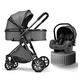 3 in 1 Baby Stroller for Newborn, Adjustable High View Baby Pram Strollers Lightweight Infant Carriage Toddler Pushchair with Rain Cover Mosquito Net, Ideal for 0-36 Months (Color : Gray A)