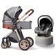 3 in 1 Baby Stroller for Newborn, Adjustable High View Baby Pram Strollers Lightweight Infant Carriage Toddler Pushchair with Rain Cover Mosquito Net, Ideal for 0-36 Months (Color : Gray B)