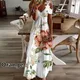 Robe longue en dentelle pour femmes grande taille imprimé floral maxi style boho écharpe