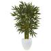 Nearly Natural Green Silk 4.5-foot Bamboo Tree in White Textured Oval Planter