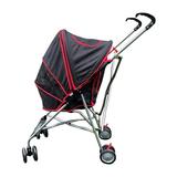 AmorosO Pet Stroller - Lightweight Foldable Stroller for Travel with Mesh Viewing Window - Water-Proof and Stain-Proof - Dog Stroller/Cat Stroller with Backside Storage - Black/Red