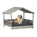 Dog House Wicker Dog Bed Suitable for Small and Medium Sized Dogs Contemporary Elevated Raised Rattan Pet House Grey