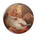 Christmas Holiday Santa Painting Tree Ornament Pinback Button Pin