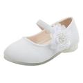 Baby Shoes Leather Single Shoes Pearl Big Flower Girl Small Leather Shoes Princess Shoes Small High Heeled Dance Shoes Toddler Girl Sneakers White 6 Months-12 Months