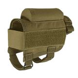 FRCOLOR Multi-functional Outdoor Wargame Bullet Bag Portable Tactical Buttstock Rifle Stock Pack Cheek Rest Pad With Ammo Carrier Case Holder For .308 .300 Winmag (Khaki)