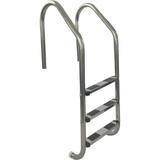 Three Tread Stainless Steel Pool Ladder | Entry And Exit System For In-Ground Swimming Pools | 250 Pound Capacity | 1.90-Inch Outer Diameter | Stainless Steel Steps (Ladder)