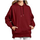 FAIWAD Womens Plus Size Hoodies Sweatshirts Long Sleeve Hooded Drawstring Pullover Top with Pocket