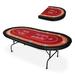 10 Players Poker Table with Cup Holder Foldable Game Poker Tables for Texas Card Games Casino Table for Blackjack Board Game with Padded Rails Red Felt Surface
