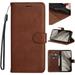 K-Lion Wallet Case for Samsung Galaxy A30 Retro Solid Color Premium PU Leather Card Slots Flip Case Business Style Shockproof Kickstand Protective Case Cover with Wrist Strap Brown