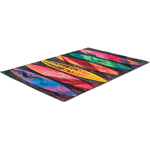 „Teppich SANSIBAR „“Rantum Beach SA-016″“ Teppiche Gr. B/L: 130 cm x 190 cm, 5 mm, 1 St., bunt Esszimmerteppiche Flachgewebe, modernes Design, Motiv Holzdielen“