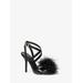 Michael Kors Whitby Feather Trim Leather Sandal Black 6