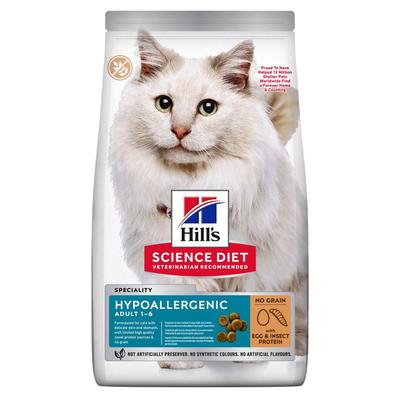 2x 7kg Hill's Science Plan Adult Hypoallergenic No Grain with Egg & Insect Katzenfutter trocken