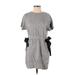 Zara TRF Casual Dress - Mini Crew Neck Short sleeves: Gray Print Dresses - Women's Size Small